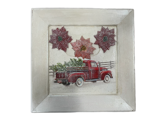 Red Truck and Poinsettias Gallery Wall Art