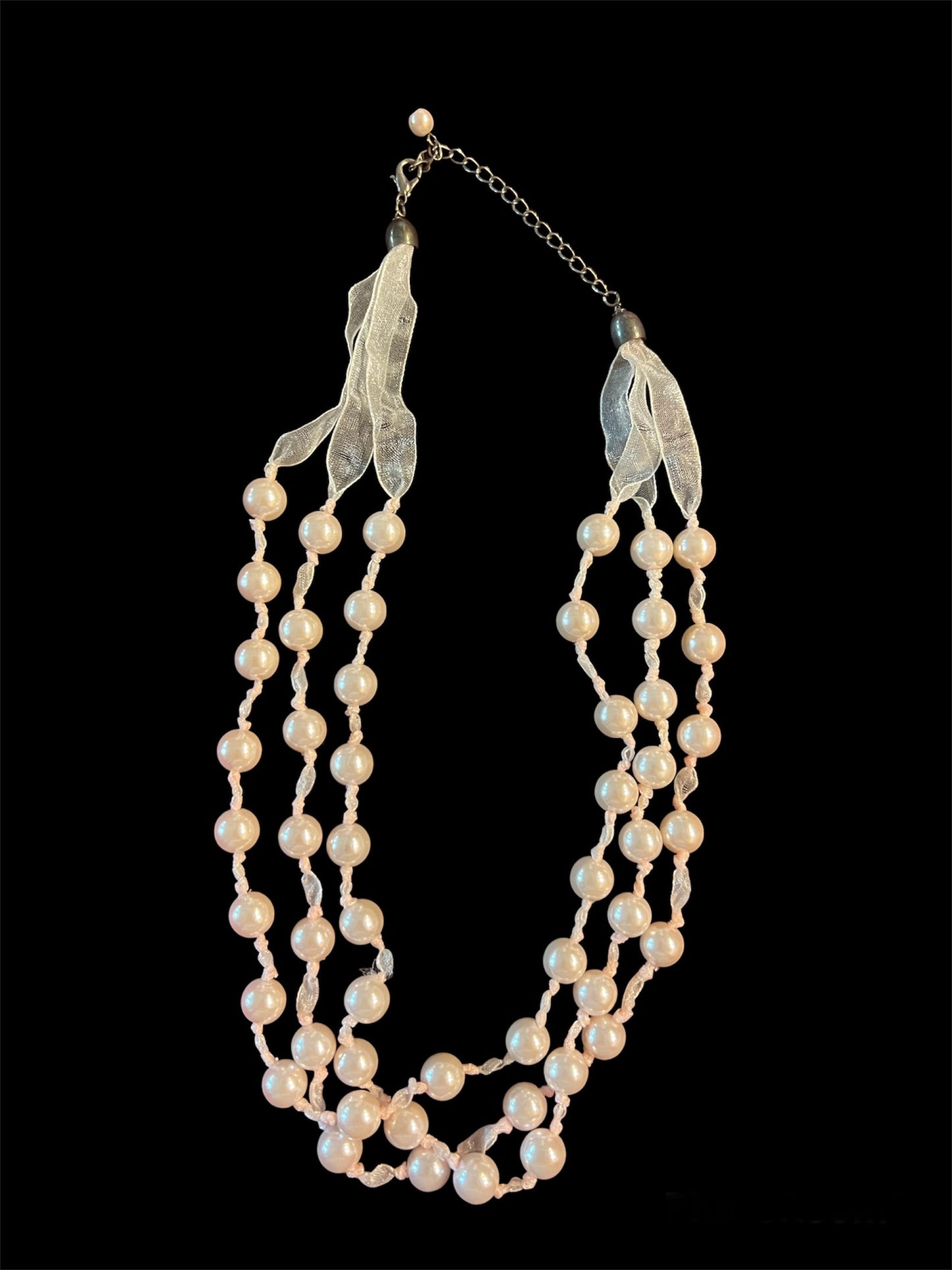 Triple Strand Simulated Pearl Necklace