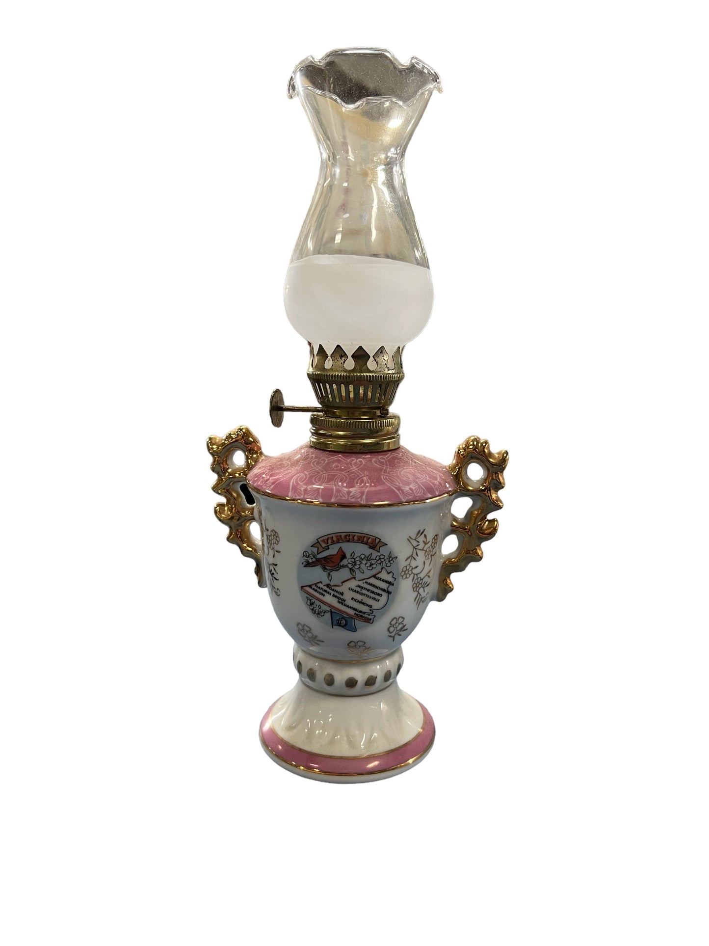 Virginia Mini hand painted porcelain oil lamp