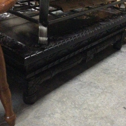 Carved Ebony Wooden Coffee Table Made in Mexico