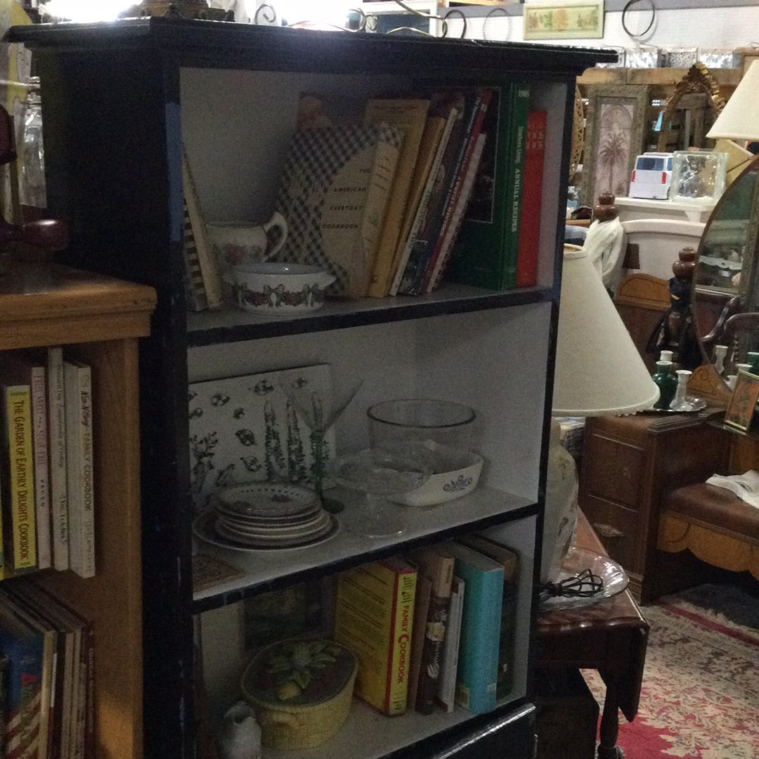 Black Bookshelf with bottom cabinet storage