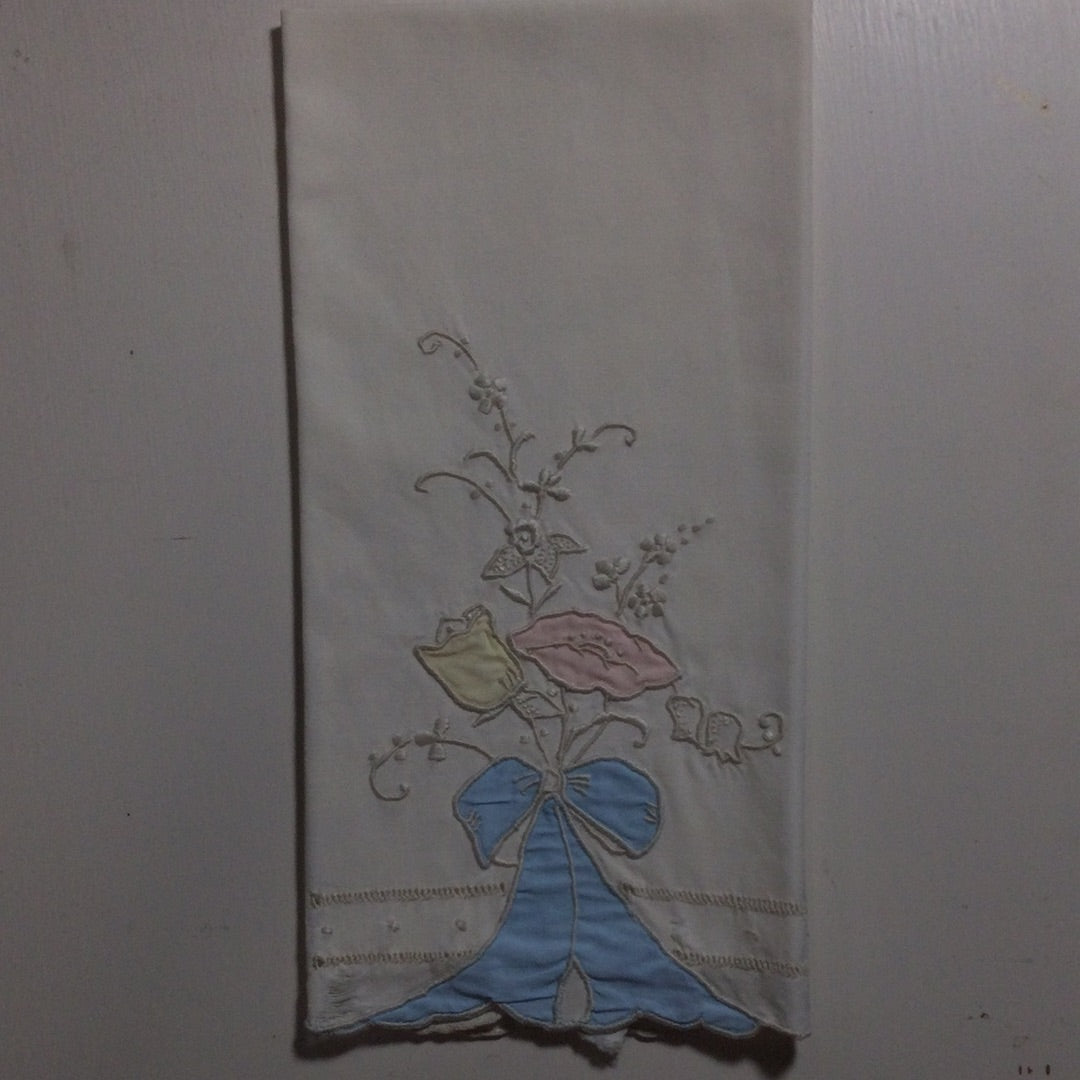 Embroidered Ivory Tea Towel