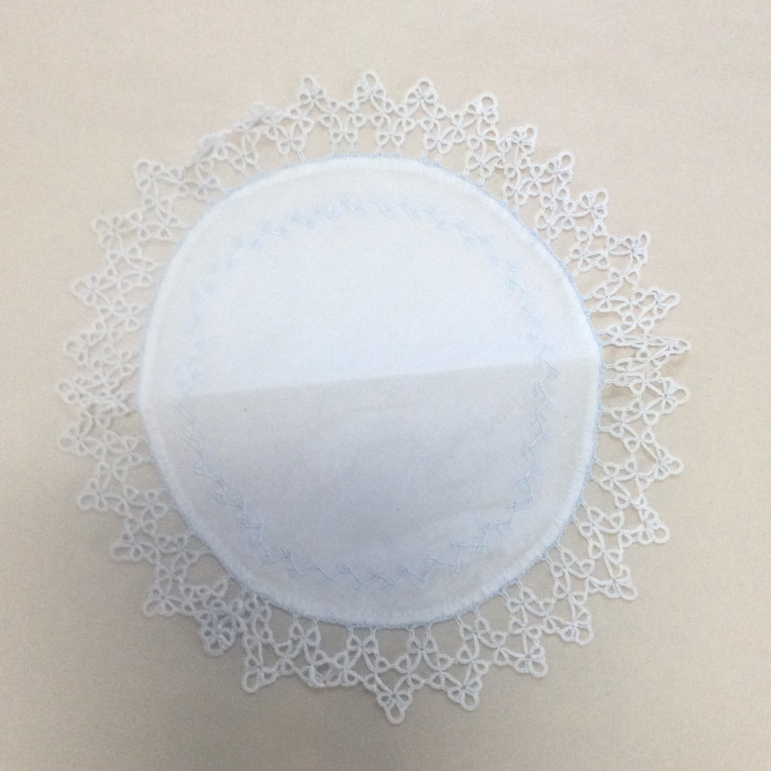 Doily- 9” Round Embroidered and Crocheted