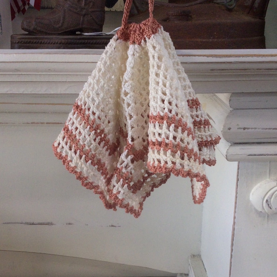 Vintage Hand Crocheted Cotton Dish Towel