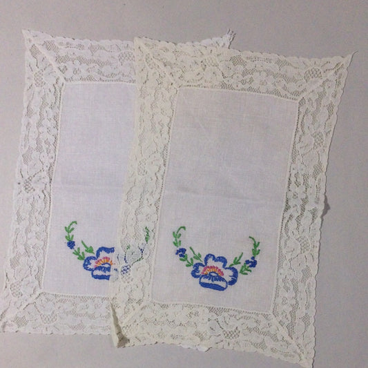 Pair of Embroidered Doilies
