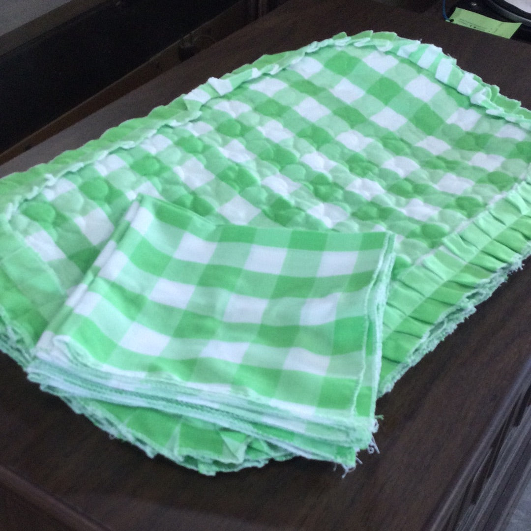 Set of 6 Green and White placemats and napkin set