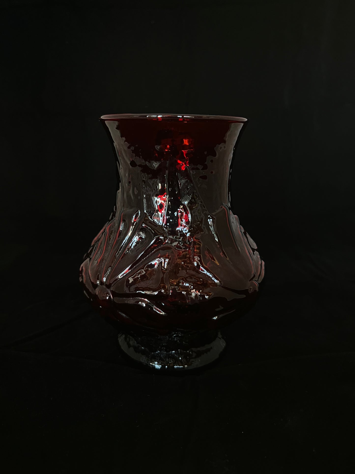 Vintage Ruby Red Vase Anchor Hocking Rainflower Vase