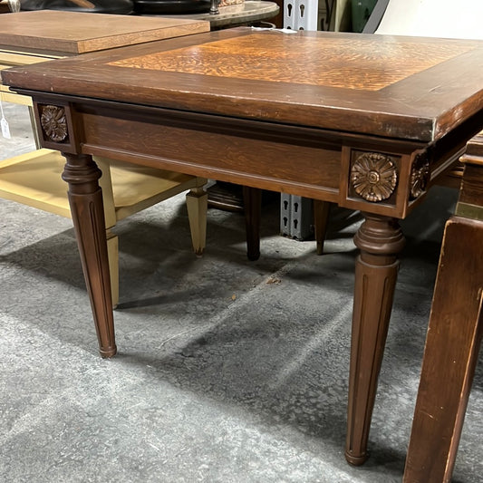 Square burled top Coffee table side table