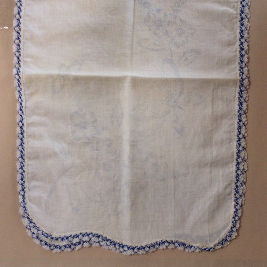 Blue and White Linen Table Runner