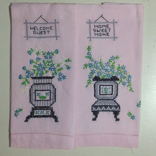 Pink Linen Tea Towels
