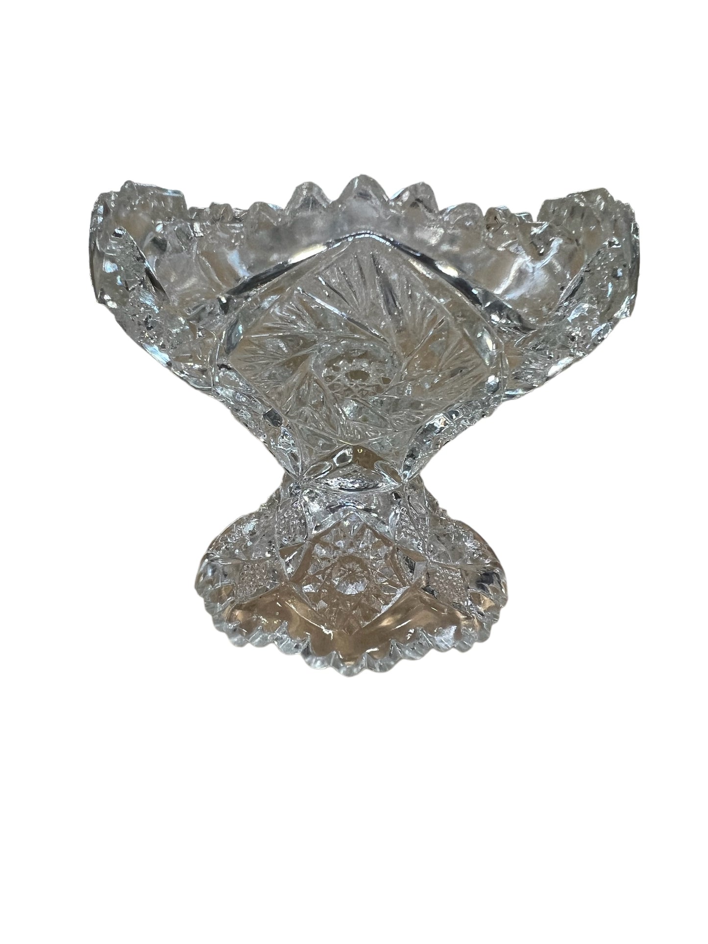 Victorian 1900's NUCUT American Brilliant Cut Glass Pedestal Dish