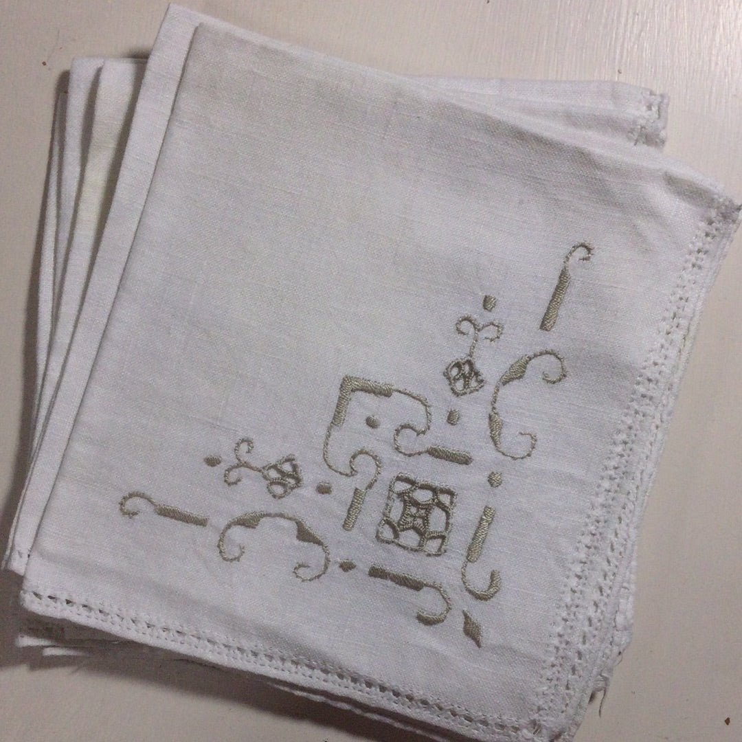 Set of 5 Cream Linen Napkins