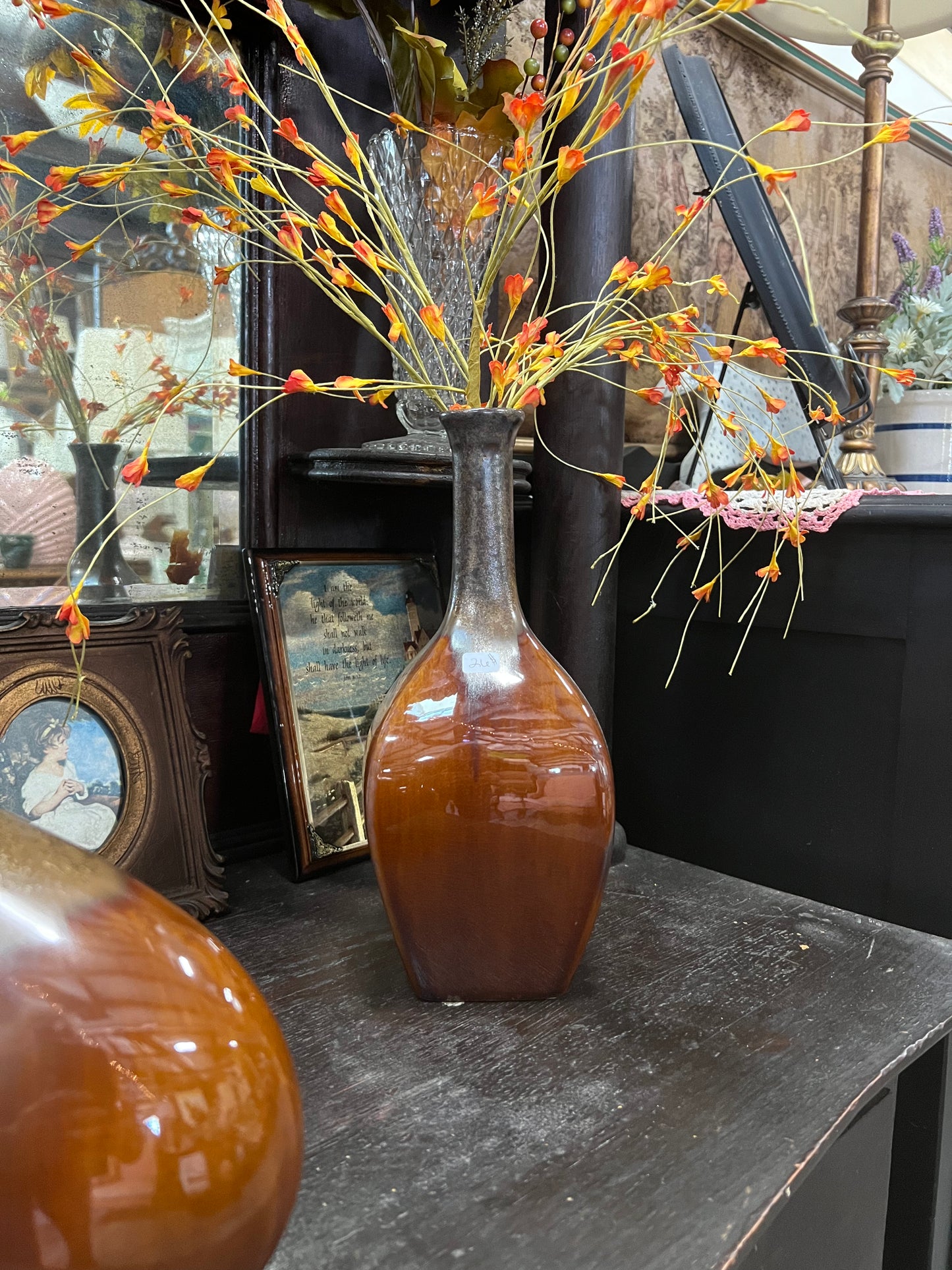 Brown copper bronze vase vessel