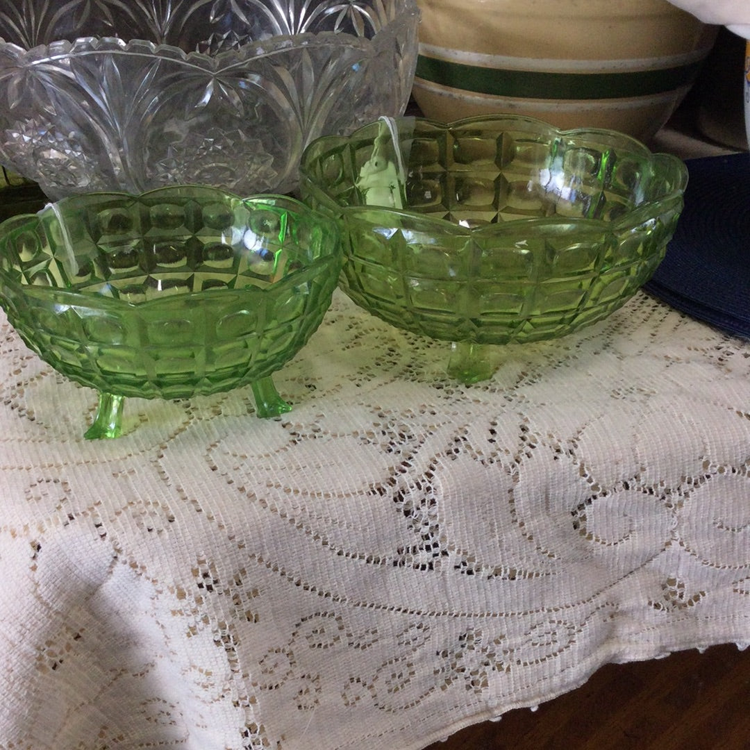 Green Plastic Mid Century Bowls -set of 2-