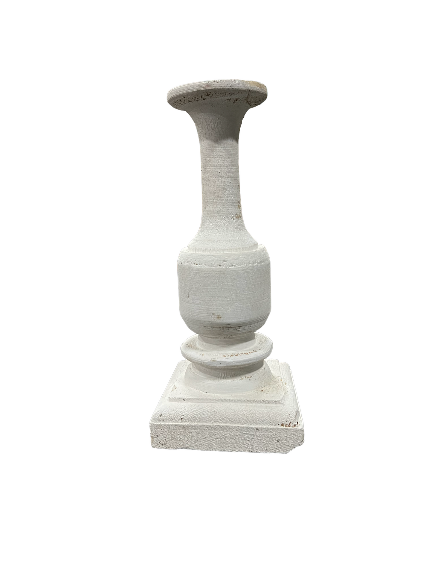 Rustic White Candle Pedestal Holder