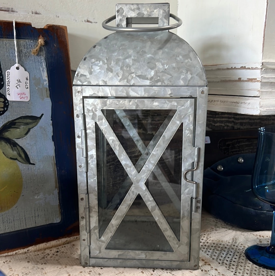 Large Galvanized Candle Lantern