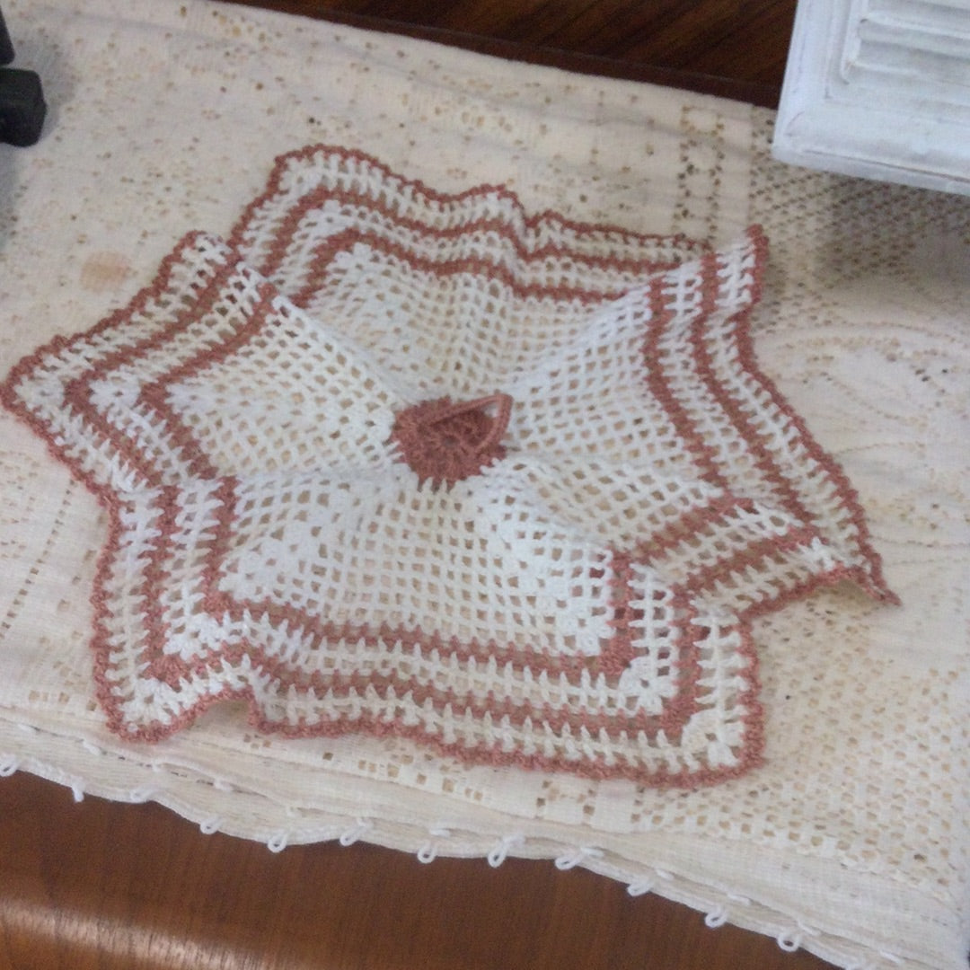 Vintage Hand Crocheted Cotton Dish Towel