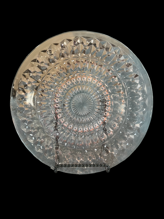 Pink Depression glass plate