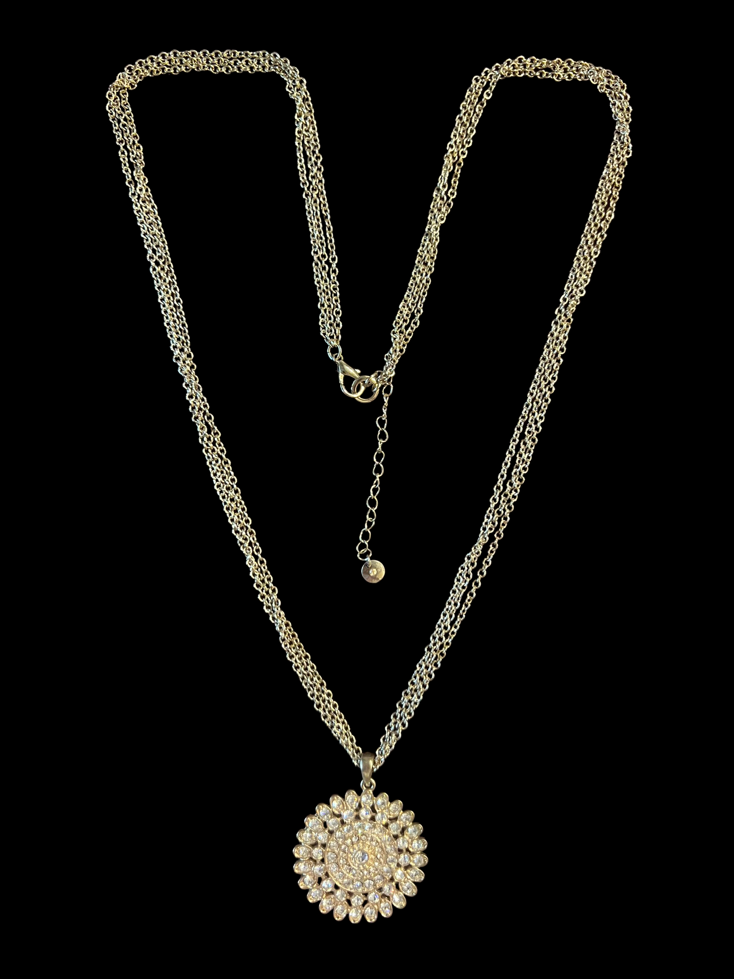Vintage Triple-Strand Chain Squash Blossom Necklace
