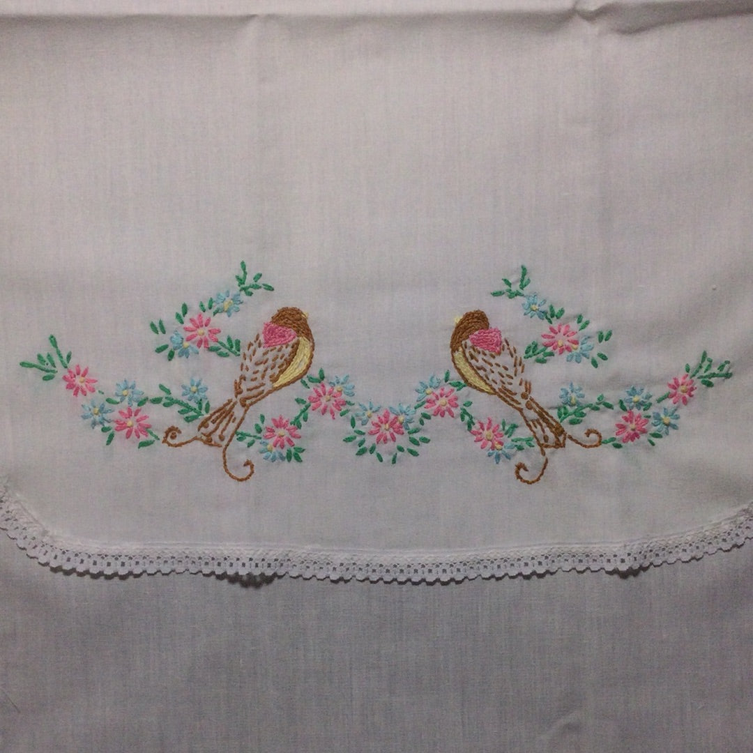 Hand Embroidered Linen Dresser Scarf