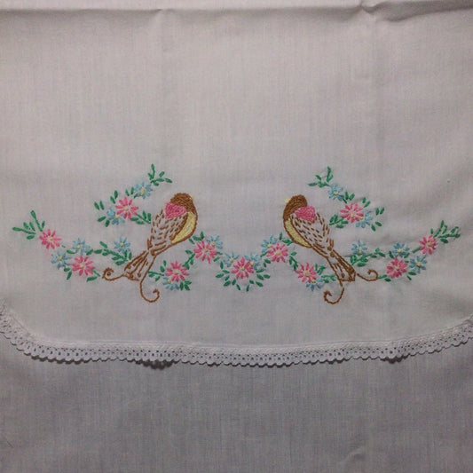 Hand Embroidered Linen Dresser Scarf