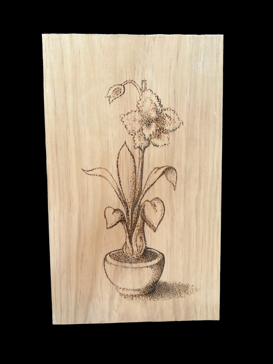 Wood Burnt Floral Wall Art