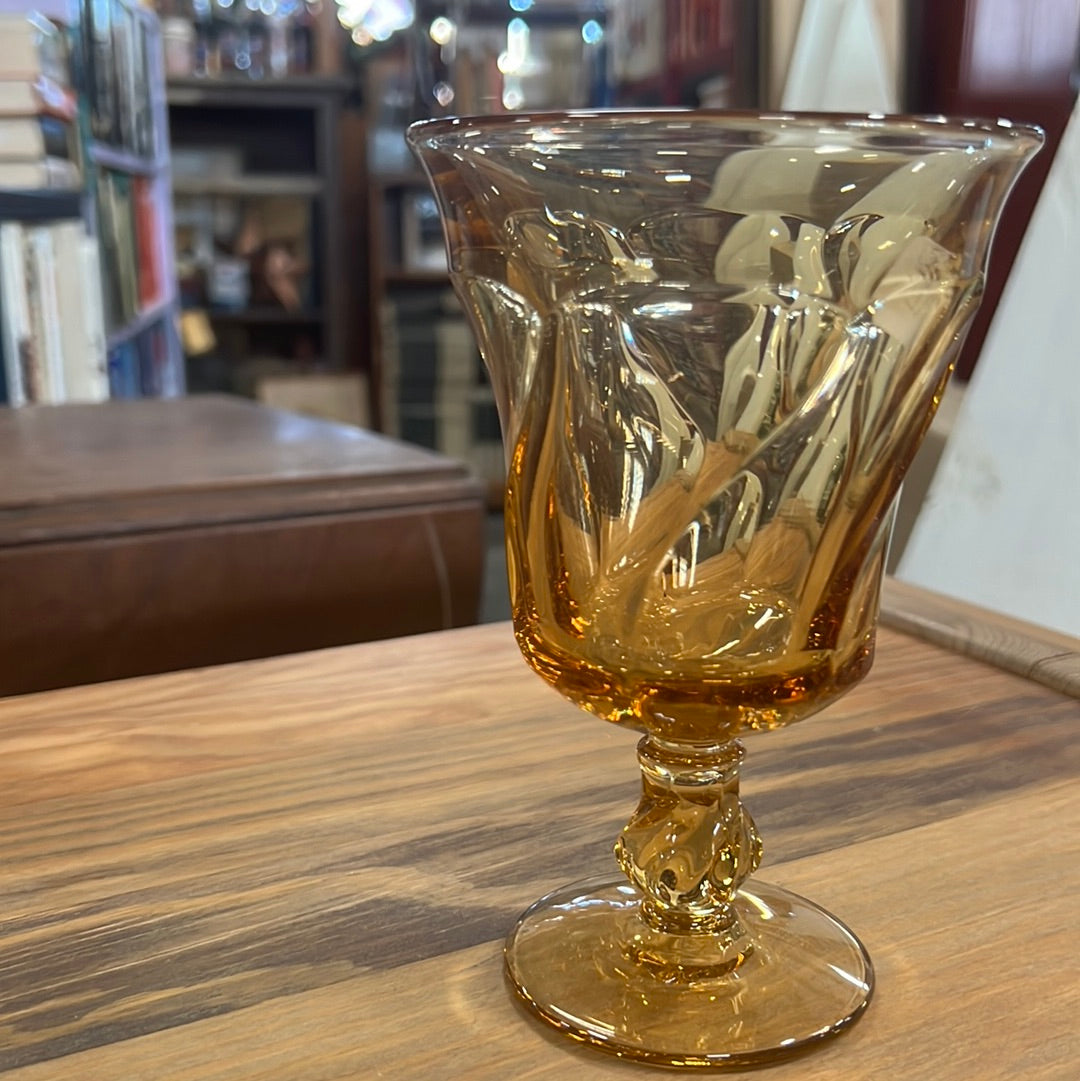 Fostoria Amber Swirl Glass Goblets