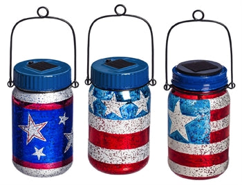 Patriotic Solar Mason Jars